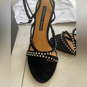 Veronica Beard Noelle Suede Color black/nude/crystal size 38.5